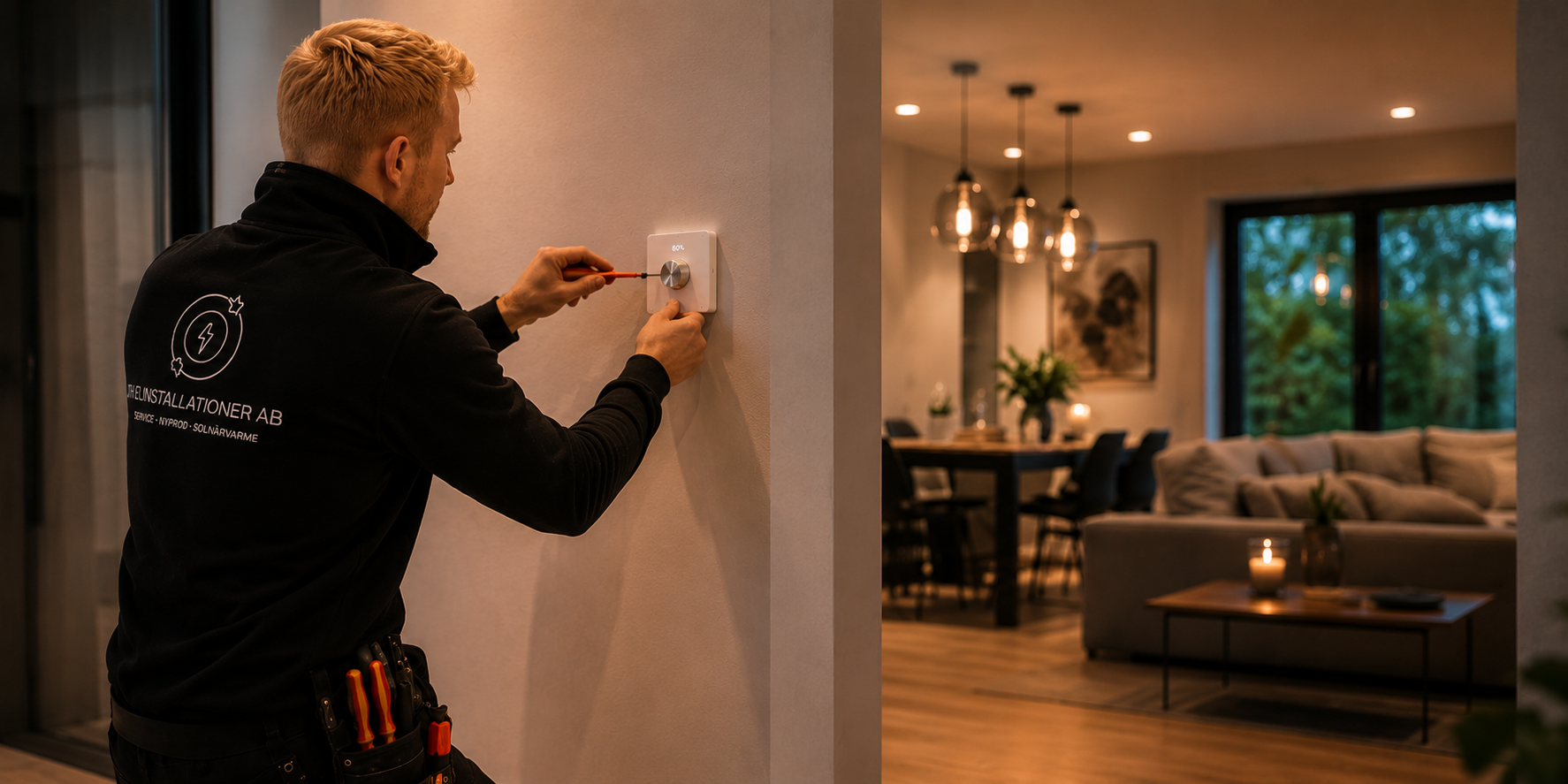 Elektriker installerar smart styrning och el i hemmet